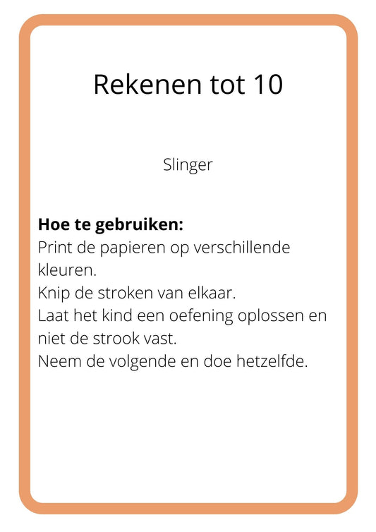 Hoofdrekenen - Tot 10 - Slinger