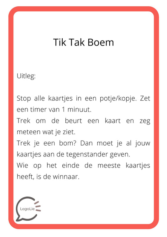 Articulatie /S/ - Tik Tak Boem - met clusters