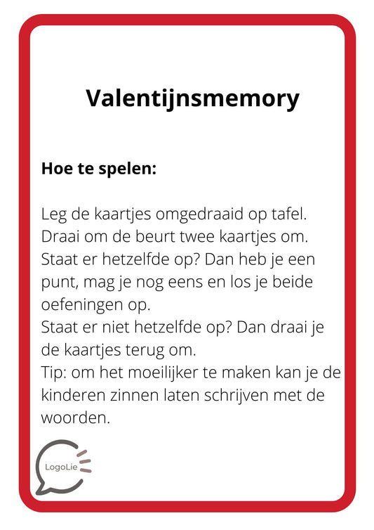 Spelling - Regelwoorden door elkaar - Valentijnsmemory