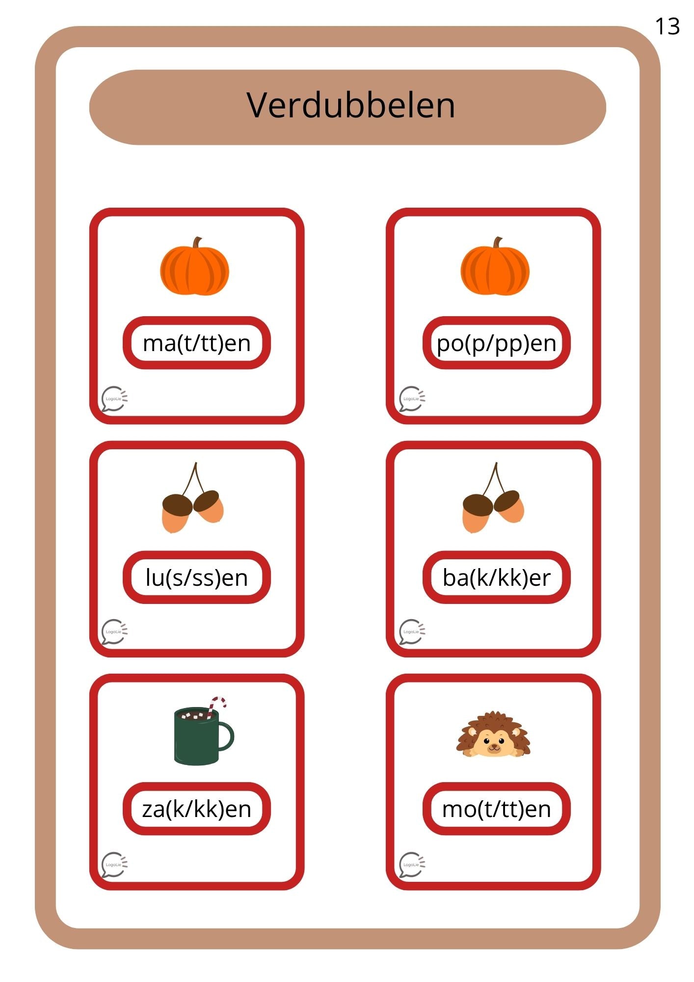 Herfstspelletjes - Spelling - Verenkelen & Verdubbelen