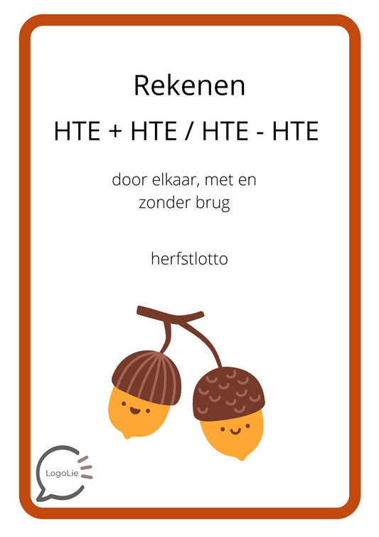 Hoofdrekenen tot 1000 - Herfstlotto - HTE+/-HTE met en zonder brug door elkaar