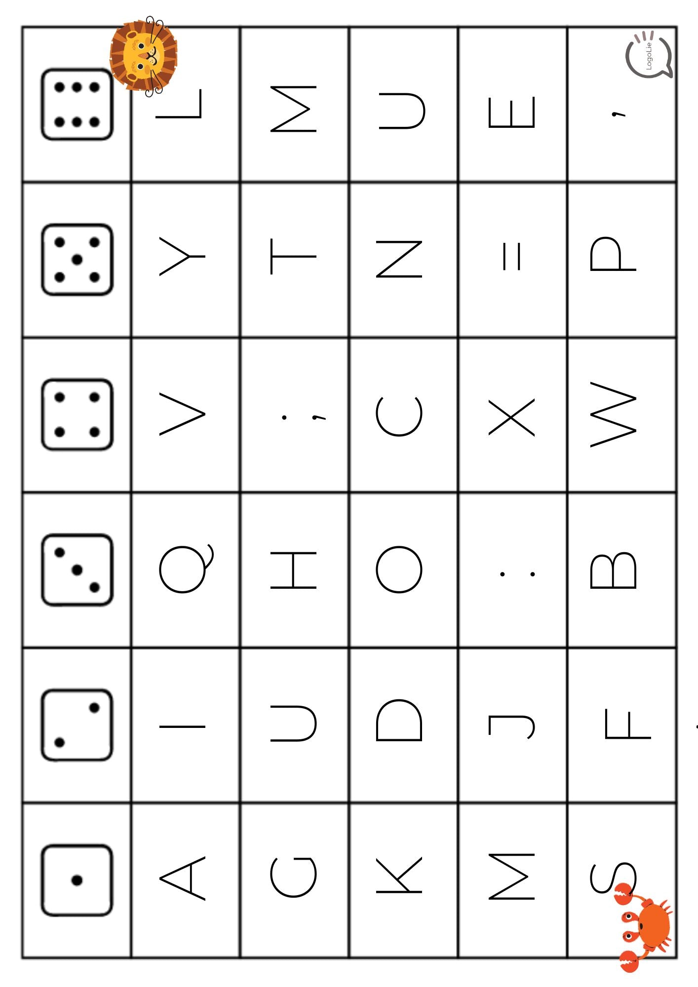 Dobbelspel Typ10 - alles letters door elkaar