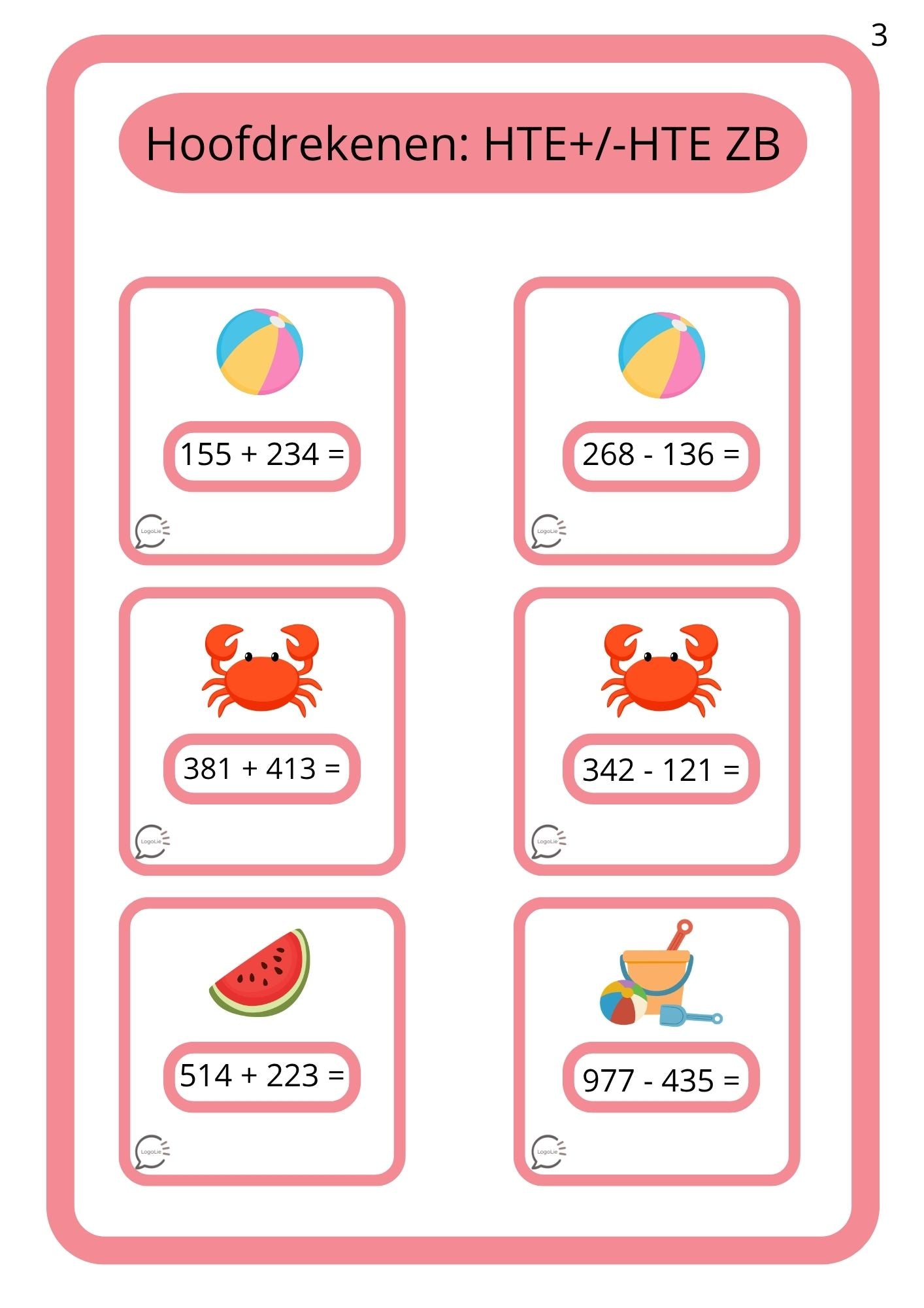 Zomerspelletjes - Rekenen - Tot 1000