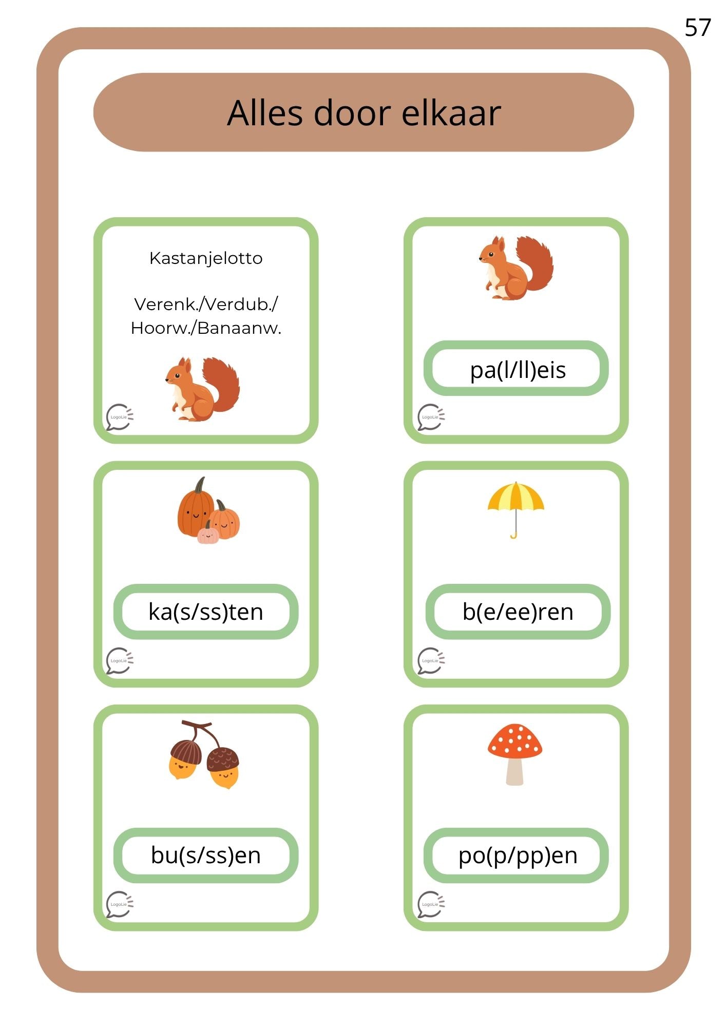 Herfstspelletjes - Spelling - Verenkelen & Verdubbelen