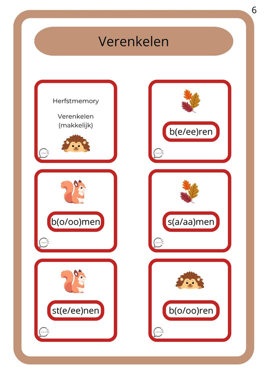 Herfstspelletjes - Spelling - Verenkelen & Verdubbelen