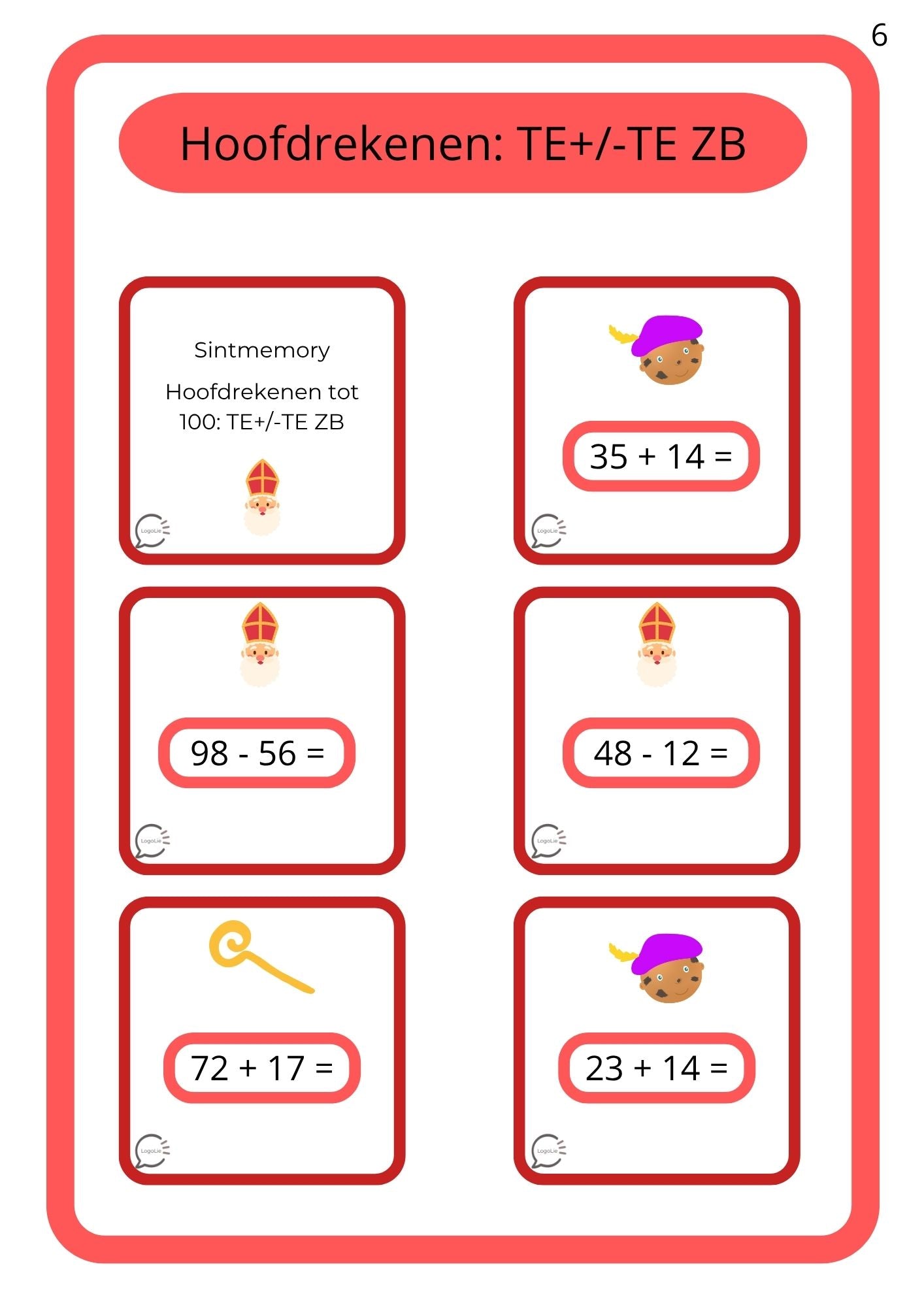 Sintspelletjes - Rekenen - Tot 100